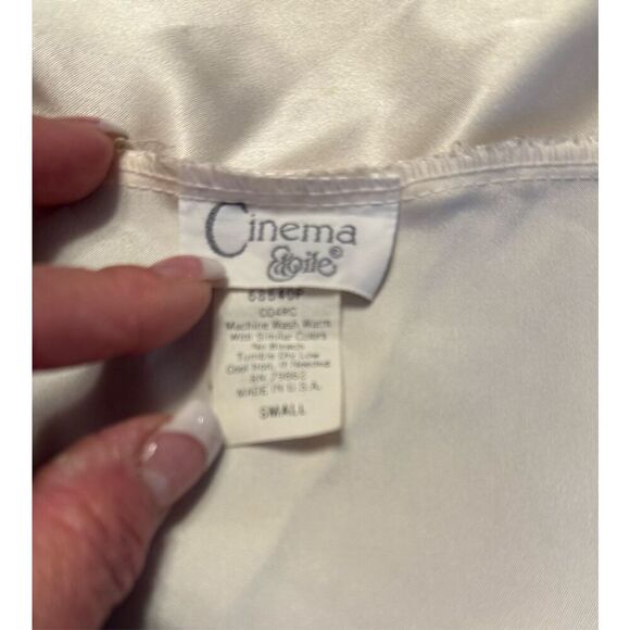 Cinema Etoile Vintage Satin Ivory Short Crossover Robe Small Sleep Sexy Satin - Picture 7 of 10